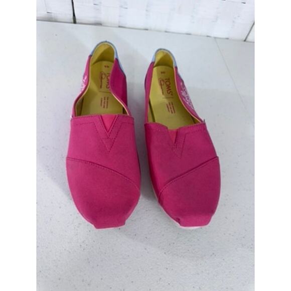 "TOMS" Hello Summer,Alpargata,Paradise Pink,Embroidered ,Flat Shoes, NEW? SZ 8W - Picture 1 of 10
